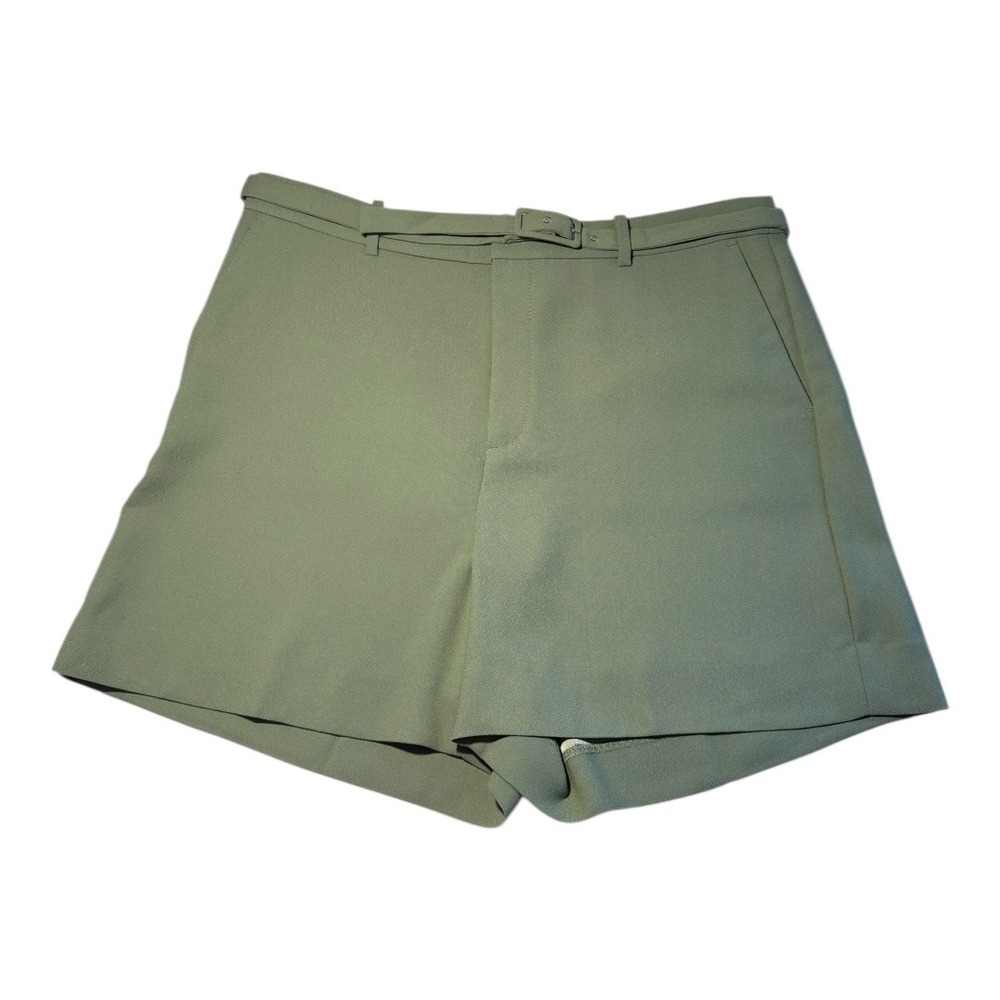 J. Crew High Rise Belted Crepe Wide Leg Shorts Topiary Sage Green Size 14